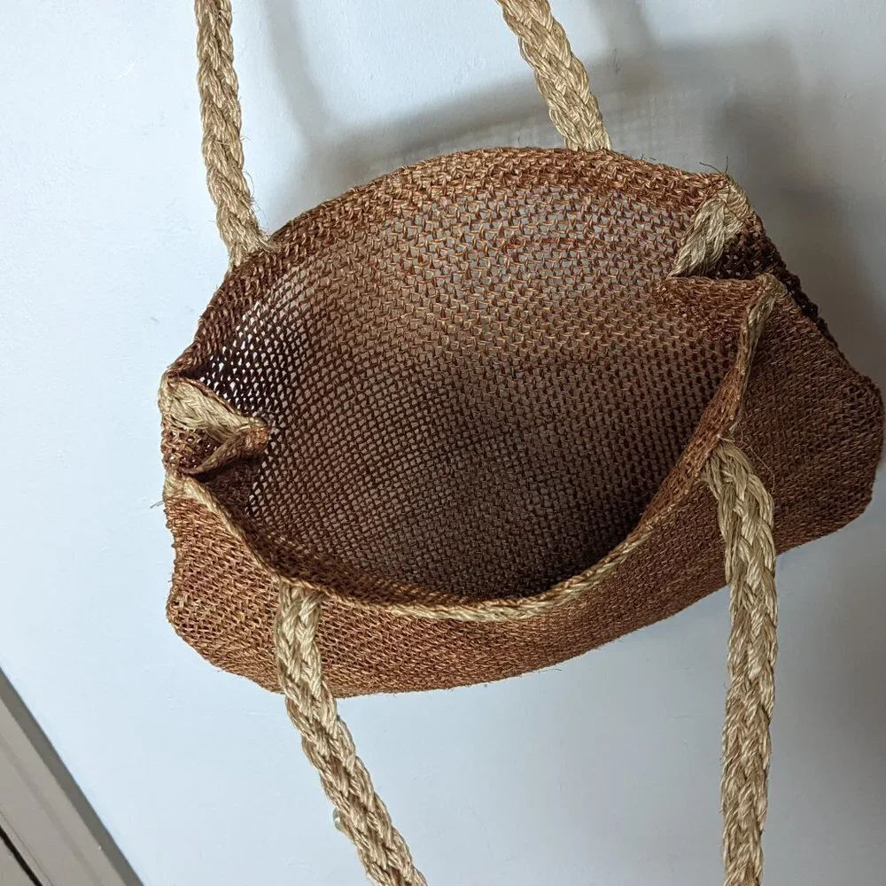 Vintage Straw‎ Natural Weave Shoulder Tote Bag Cottage Core Boho